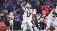 Buffalo Bills quarterback Josh Allen (17) passes the ball during the second half against the Houston Texans at NRG Stadium.