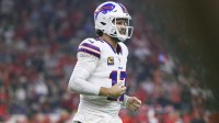 Buffalo Bills quarterback Josh Allen (17) jogs off the field during the game against the Houston Texans at NRG Stadium.