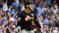 Pittsburgh Pirates starting pitcher Paul Skenes (30) reacts after giving up a solo home run to Milwaukee Brewers second baseman Brice Turang (not pictured) in the fourth inning at American Family Field.
