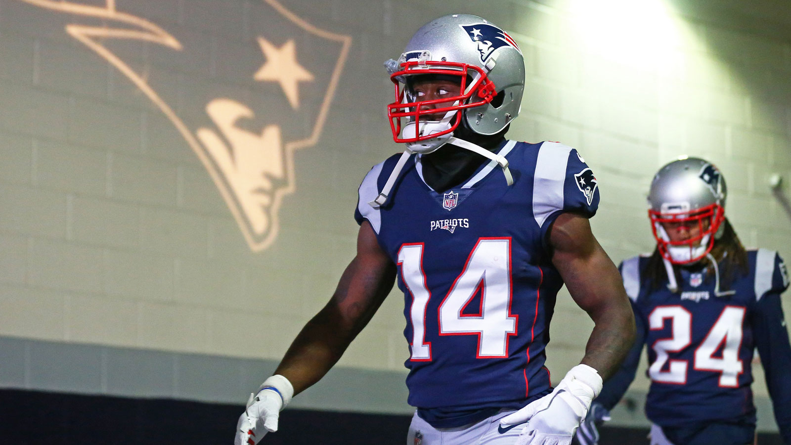 New England Patriots wide receiver Brandin Cooks (14) against the Jacksonville Jaguars during the AFC Championship at Gillette Stadium.