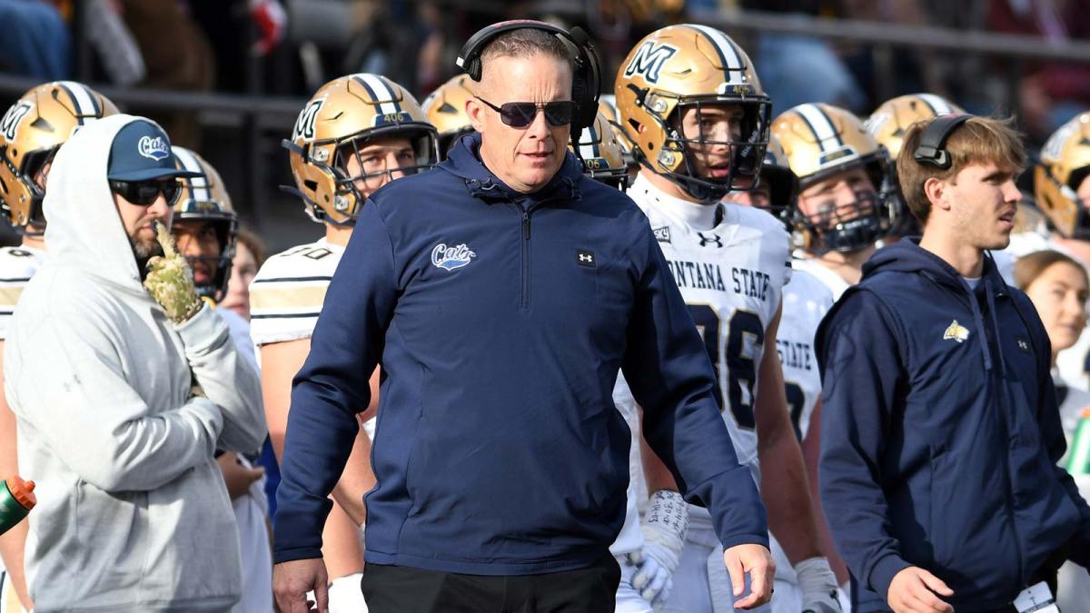 Montana State Bobcats head coach Brent Vigen looks on during the second half against the Montana Grizzlies at Washington-Grizzly Stadium.