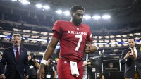 Arizona Cardinals quarterback Jacoby Brissett (7) leaves the field after defeating the Dallas Cowboys at AT&T Stadium.