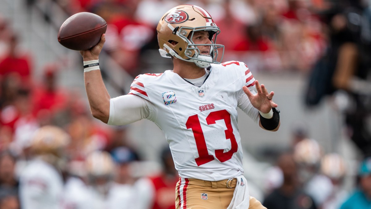 San Francisco 49ers quarterback Brock Purdy (13) during the third quarter against the Jacksonville Jaguars at Levi's Stadium.