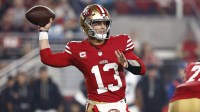 San Francisco 49ers quarterback Brock Purdy (13) drops back to pass against the Carolina Panthers during the first half at Levi's Stadium.