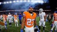 Denver Broncos running back J.K. Dobbins (27) after the game against the Las Vegas Raiders at Empower Field at Mile High.