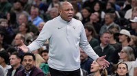 Milwaukee Bucks head coach Doc Rivers reacts to a call during the second quarter against the Charlotte Hornets at Fiserv Forum.