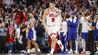 Bulls center Nikola Vucevic celebrates