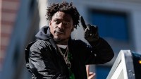 Philadelphia Eagles safety C.J. Gardner-Johnson (8) celebrates during the Super Bowl LIX championship parade and rally.