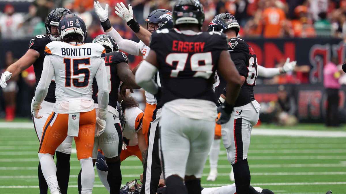 Houston Texans quarterback C.J. Stroud (7) is injured during the first half against the Denver Broncos at NRG Stadium. Mandatory Credit: Thomas Shea-Imagn Images