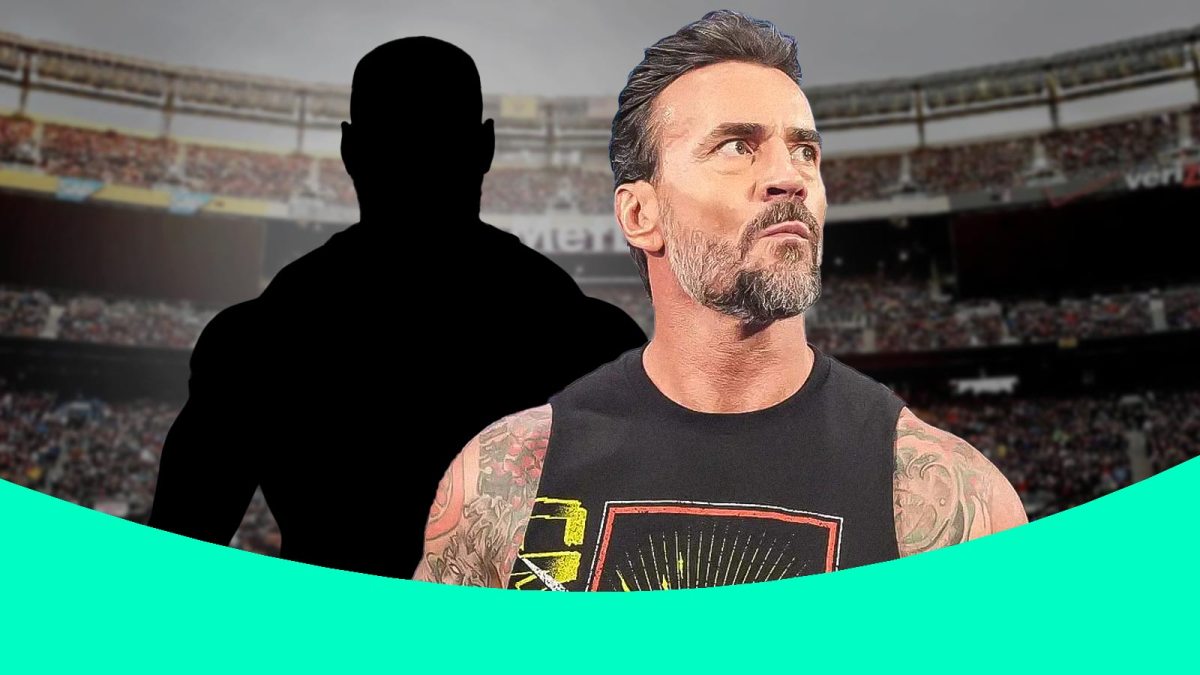 WWE stars CM Punk and silhouette of Bron Breakker