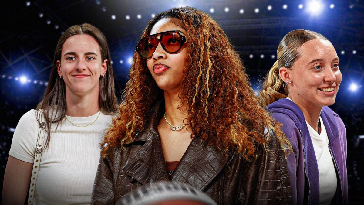 Caitlin Clark looks on from the sideline during warmups before the game between the Las Vegas Raiders and the Indianapolis Colts at Lucas Oil Stadium. Injured Chicago Sky forward Angel Reese stands on the sidelines before a WNBA game against the New York Liberty at Wintrust Arena. Dallas Wings guard Paige Bueckers looks on during the second quarter between the Dallas Mavericks and the Oklahoma City Thunder at Dickie's Arena.