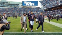 Chicago Bears quarterback Caleb Williams (18) leaves the field following the game against the Pittsburgh Steelers at Soldier Field.