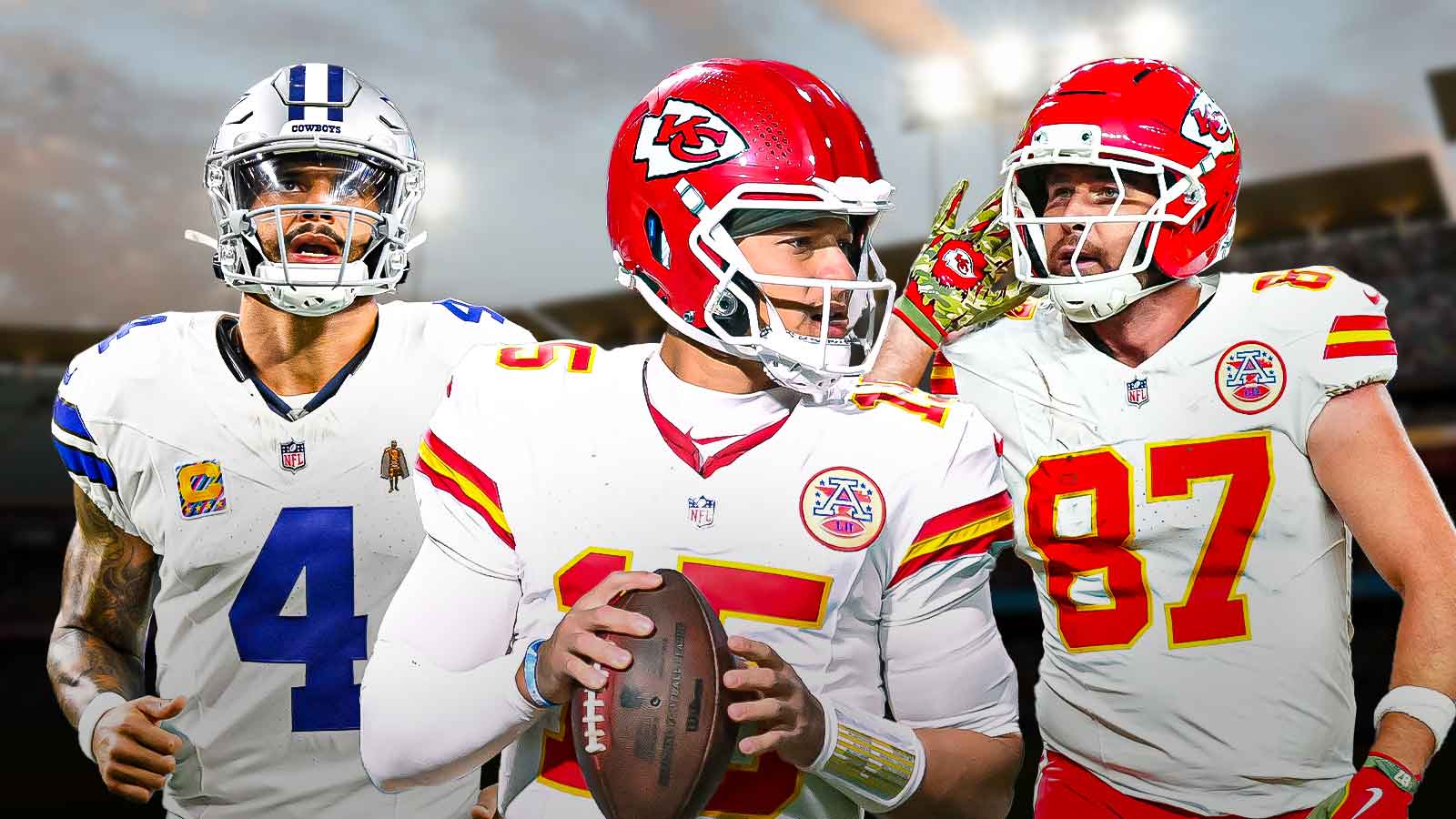 Patrick Mahomes, Dak Prescott, and Travis Kelce