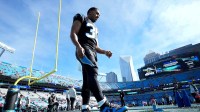 Carolina Panthers running back Chubba Hubbard (30) before the game at Bank of America Stadium.