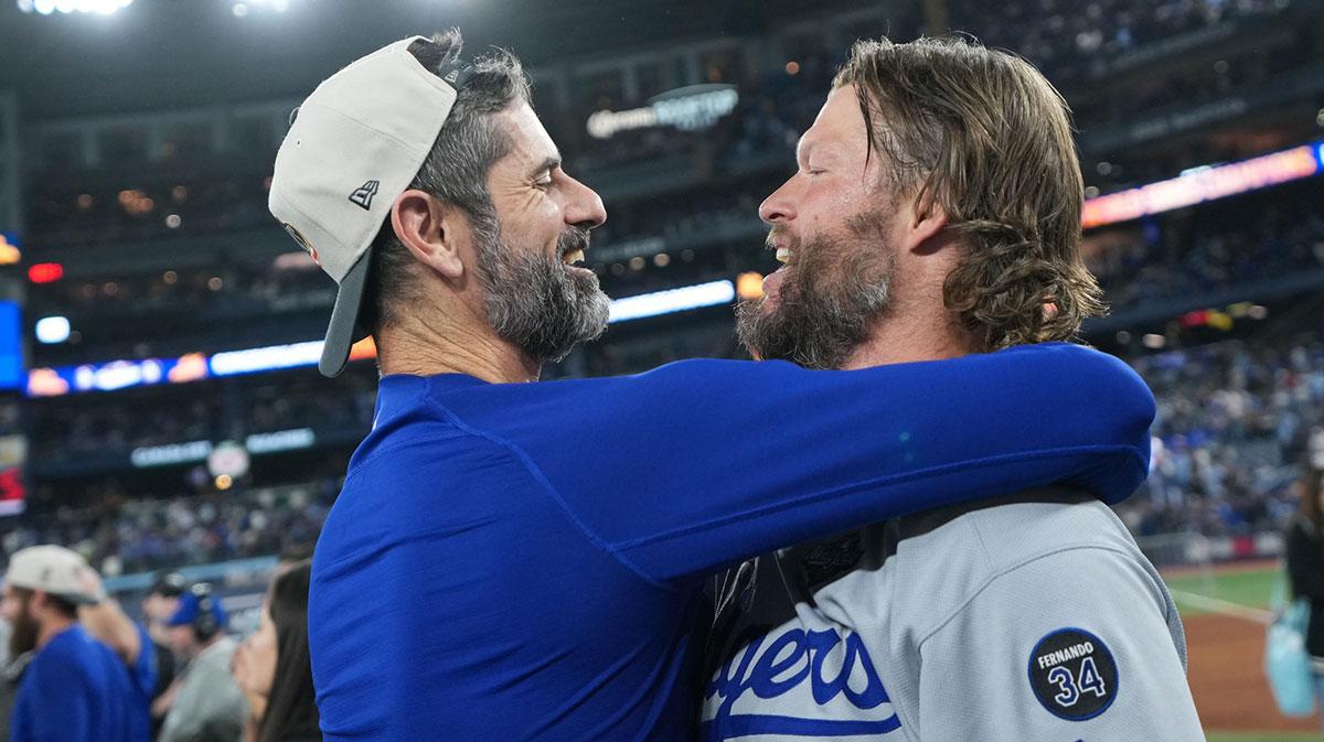 Los Angeles Dodgers pitcher Clayton Kershaw (22) reacts after defeating the Toronto Blue Jays in the eleventh inning for game seven of the 2025 MLB World Series at Rogers Centre.