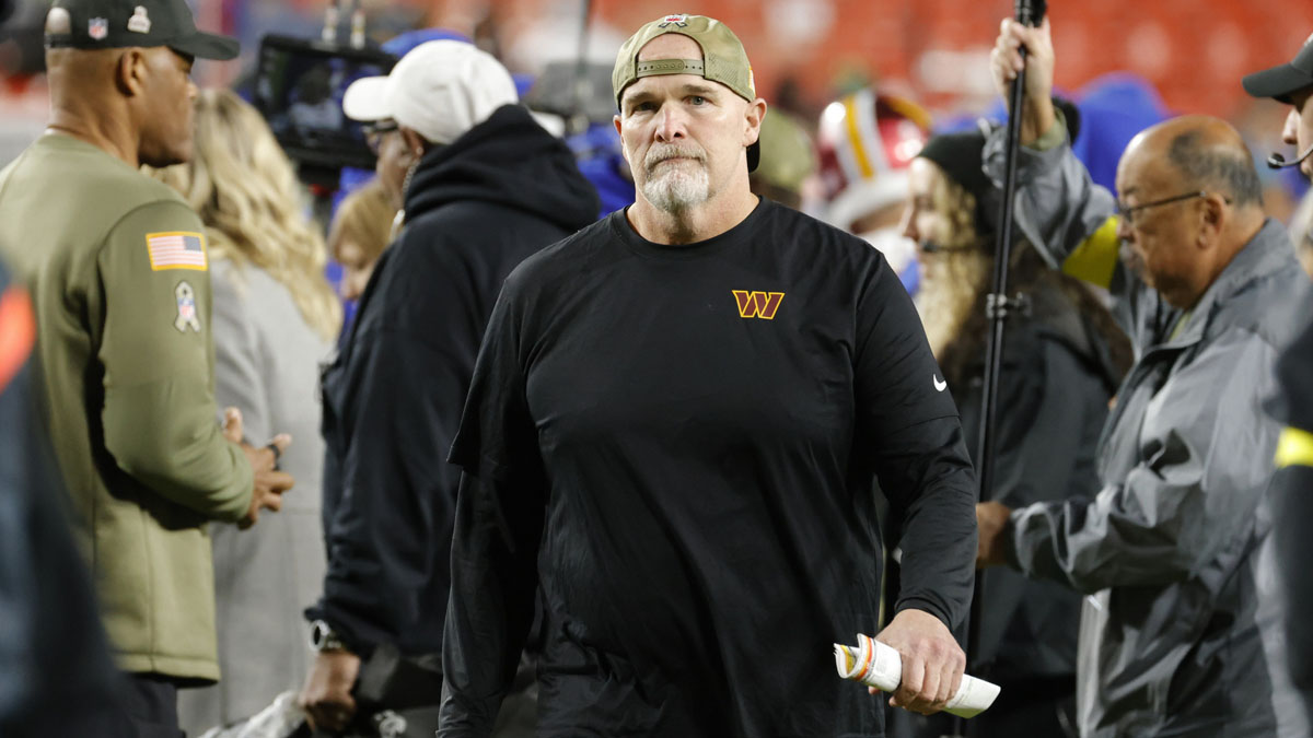 Washington Commanders head coach Dan Quinn walks off the field after the loss to Seattle Seahawks at Northwest Stadium.