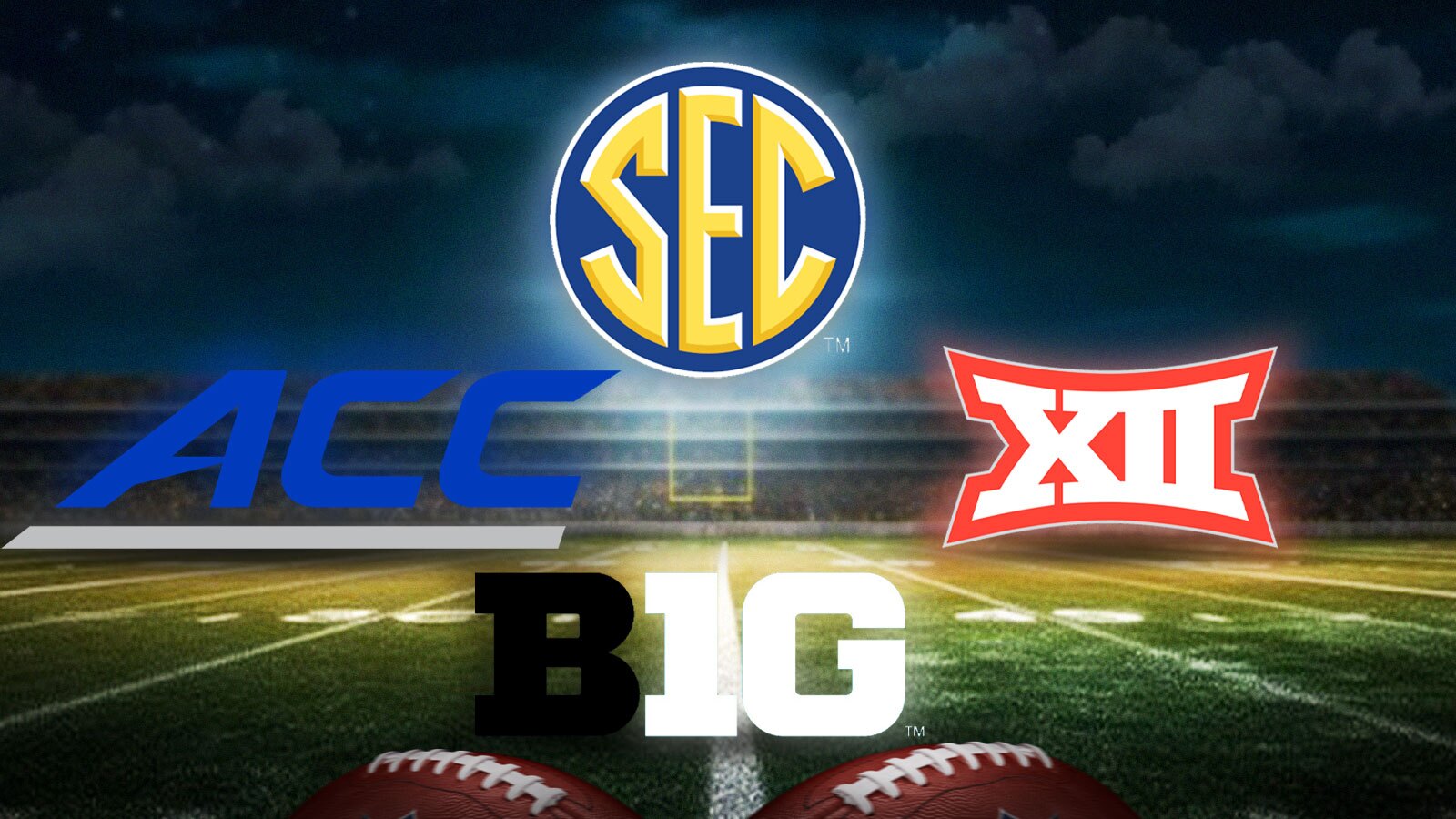 ACC, Big Ten, Big 12, and SEC logos.