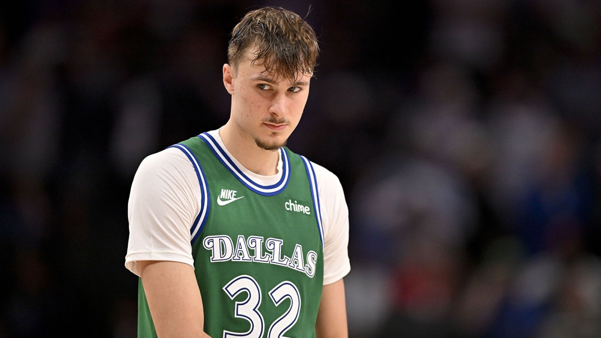 Dallas Mavericks forward Cooper Flagg (32) looks on during the second half against the Oklahoma City Thunder at the American Airlines Center.