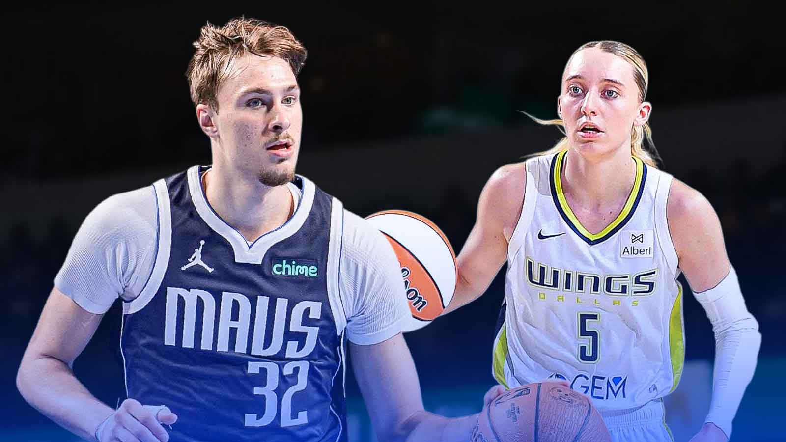 Cooper Flagg reacts to Paige Bueckers attending Mavericks game as No. 1 picks unite in Dallas