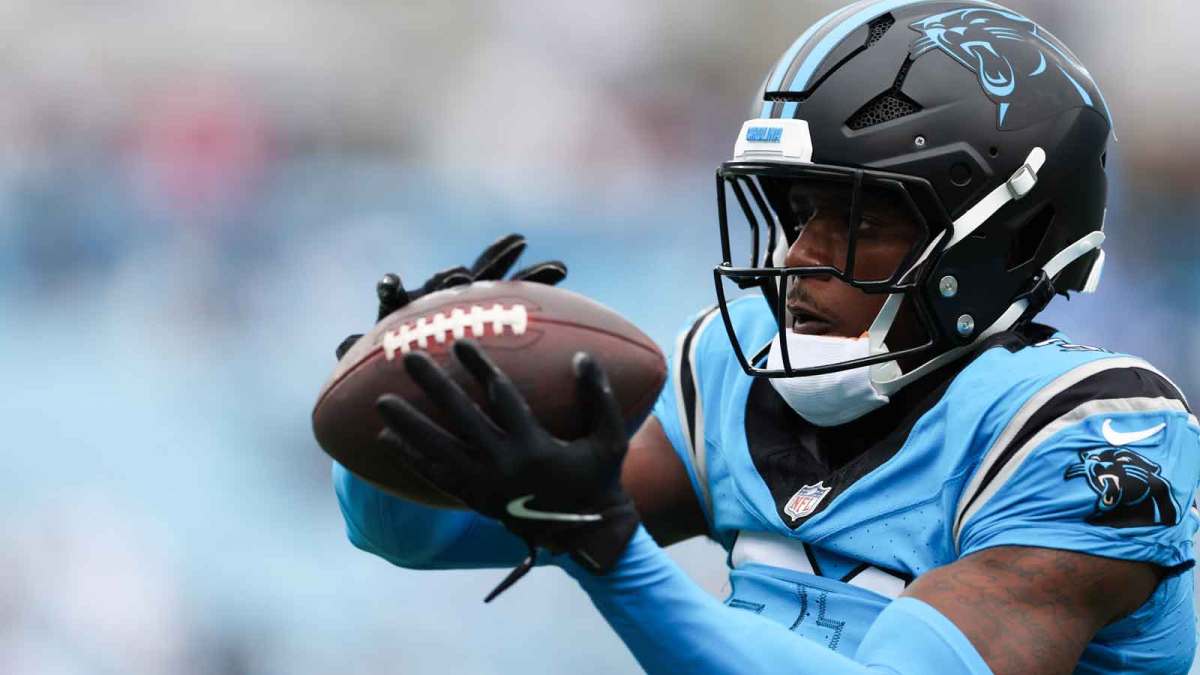 Carolina Panthers cornerback Corey Thornton (31) makes a catch during warmups prior to the game against the Dallas Cowboys at Bank of America Stadium.
