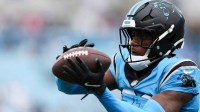 Carolina Panthers cornerback Corey Thornton (31) makes a catch during warmups prior to the game against the Dallas Cowboys at Bank of America Stadium.