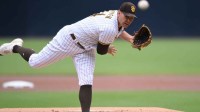 San Diego Padres starting pitcher Craig Stammen (34) throws a pitch against the San Francisco Giants during the first inning at Petco Park.