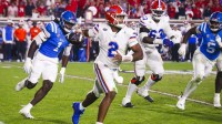 Florida Gators quarterback DJ Lagway (2) passes against the Mississippi Rebels during the second half at Vaught-Hemingway Stadium.