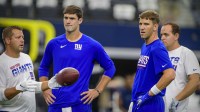 Daniel Jones and Eli Manning while on the New York Giants.