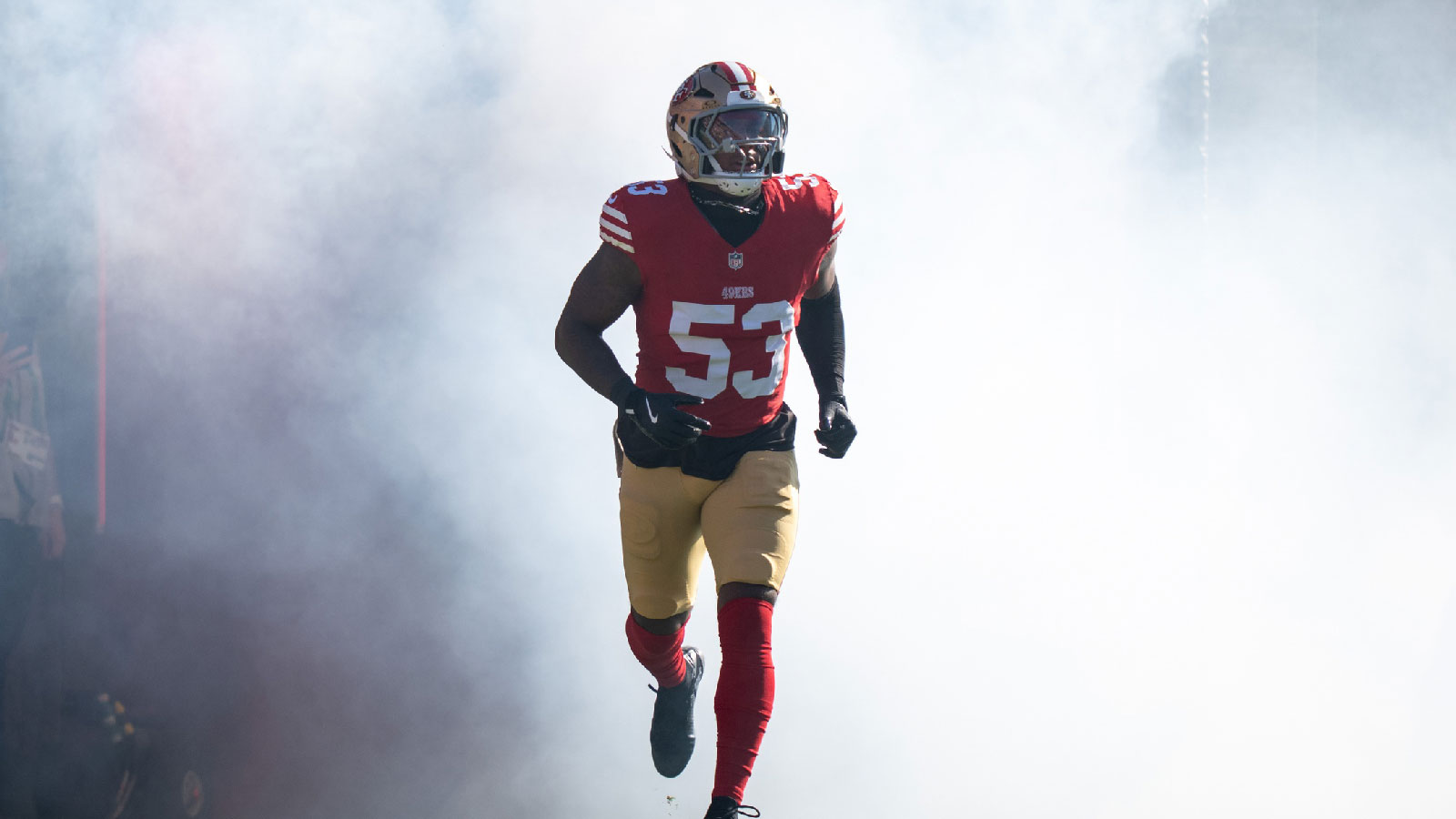  San Francisco 49ers linebacker Dee Winters (53) before the game against the Los Angeles Rams at Levi's Stadium.
