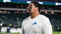 Detroit Lions offensive tackle Penei Sewell (58) walks off the field after 16-9 loss to Philadelphia Eagles at Lincoln Financial Field in Philadelphia