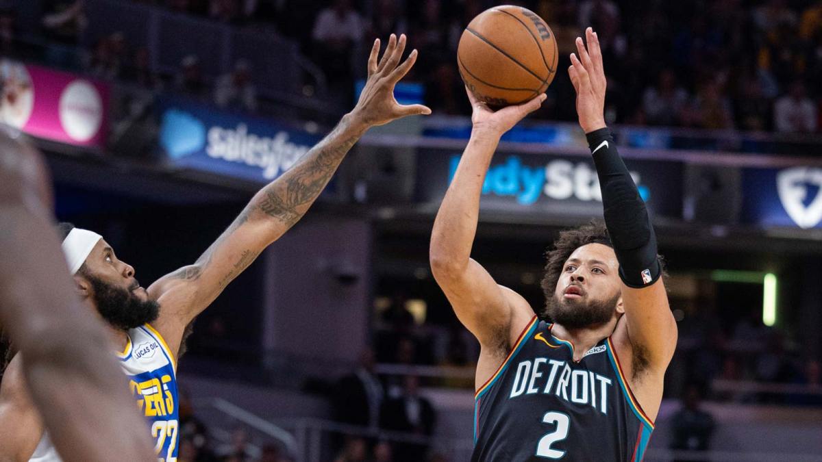 Detroit Pistons guard Cade Cunningham (2) shoots the ball while Indiana Pacers forward Isaiah Jackson (22) defends in the second half at Gainbridge Fieldhouse.