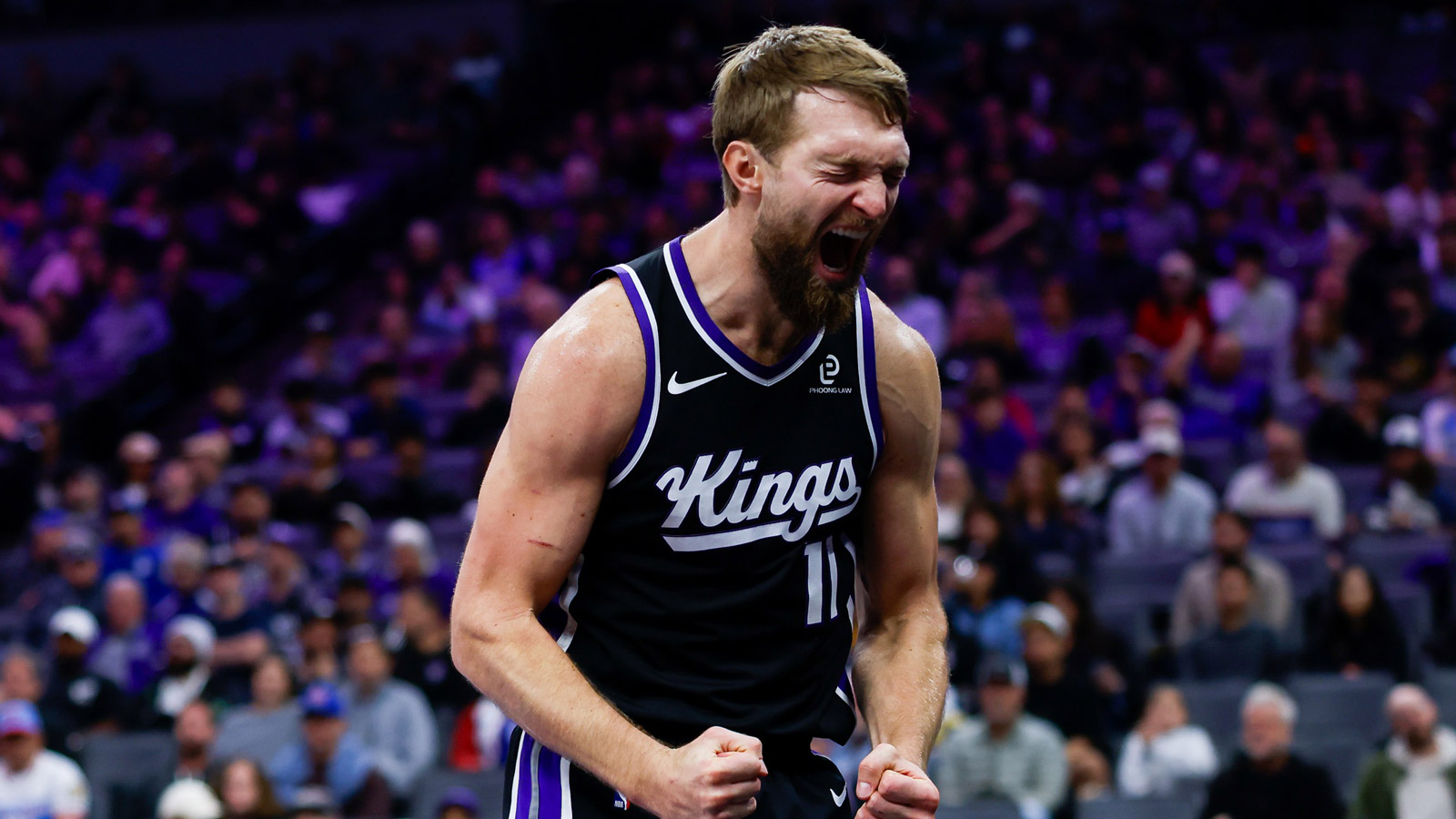 Sacramento Kings center Domantas Sabonis (11) reacts after a play during the fourth quarter against the Denver Nuggets at Golden 1 Center. 