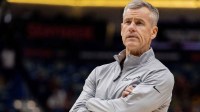 Chicago Bulls Head Coach Billy Donovan looks on against the New Orleans Pelicans during the first half at Smoothie King Center.