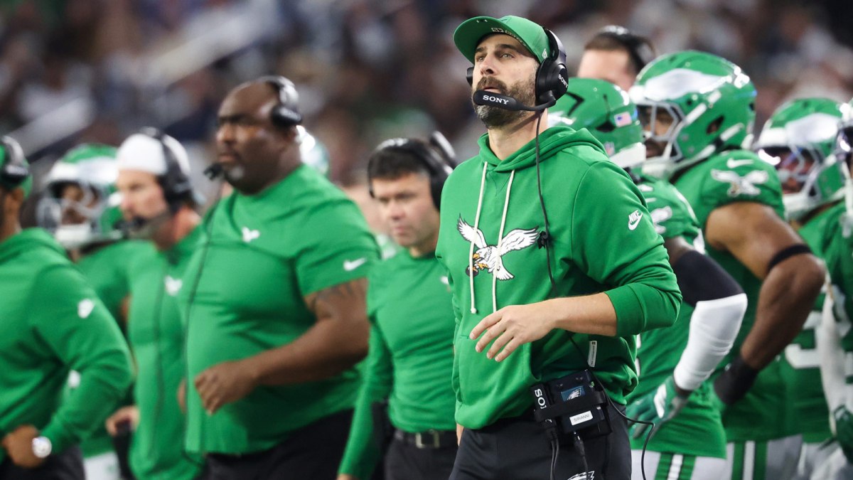 Philadelphia Eagles head coach Nick Sirianni looks on during the second quarter against the Dallas Cowboys at AT&T Stadium.