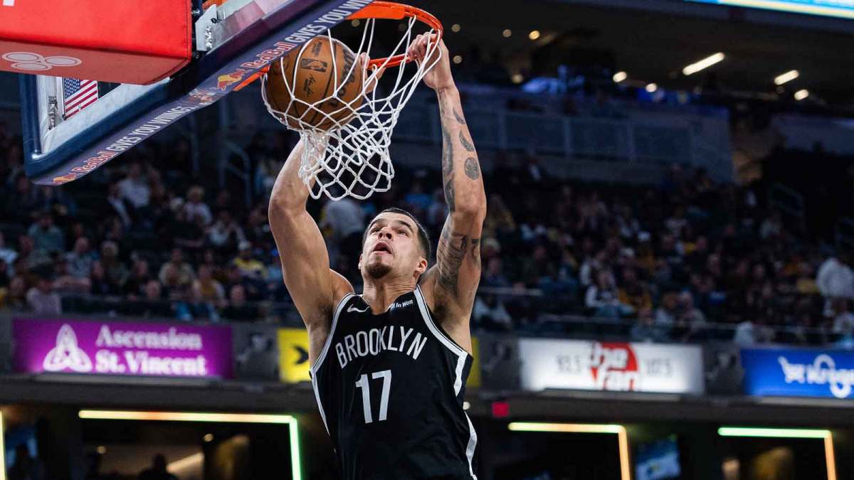 Brooklyn Nets forward Michael Porter Jr. (17) shoots the ball in the second half against the Indiana Pacers at Gainbridge Fieldhouse.