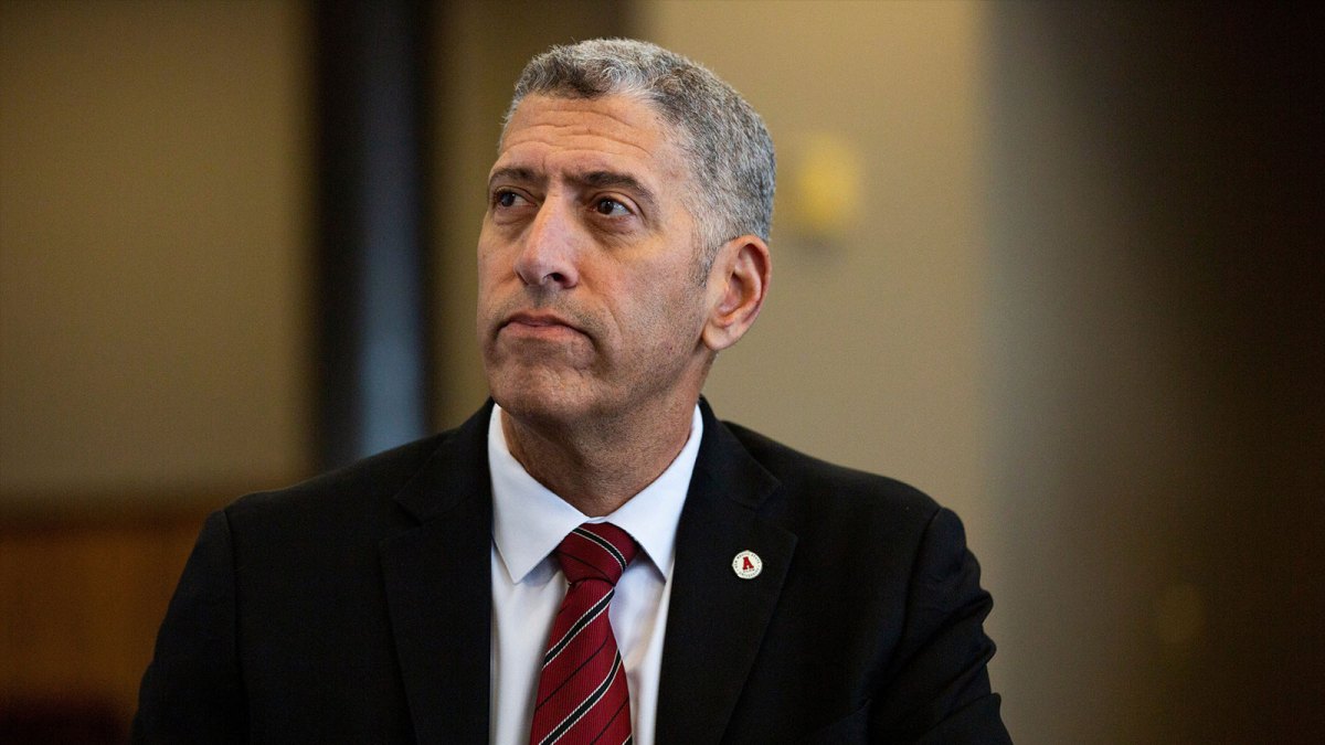 Then-NMSU Director of Athletics Mario Moccia answers questions about the hazing allegations against the university s basketball team during a news conference