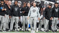 Las Vegas Raiders head coach Pete Carroll looks on during the second half against the Jacksonville Jaguars at Allegiant Stadium.