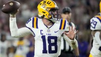 LSU quarterback Garrett Nussmeier (18) throws a pass during the second half of the game with Alabama at Saban Field at Bryant-Denny Stadium. Alabama defeated LSU 20-9.