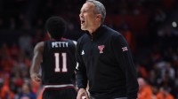 Texas Tech Red Raiders head coach Grant McCasland reacts during the first half against the Illinois Fighting Illini at State Farm Center.