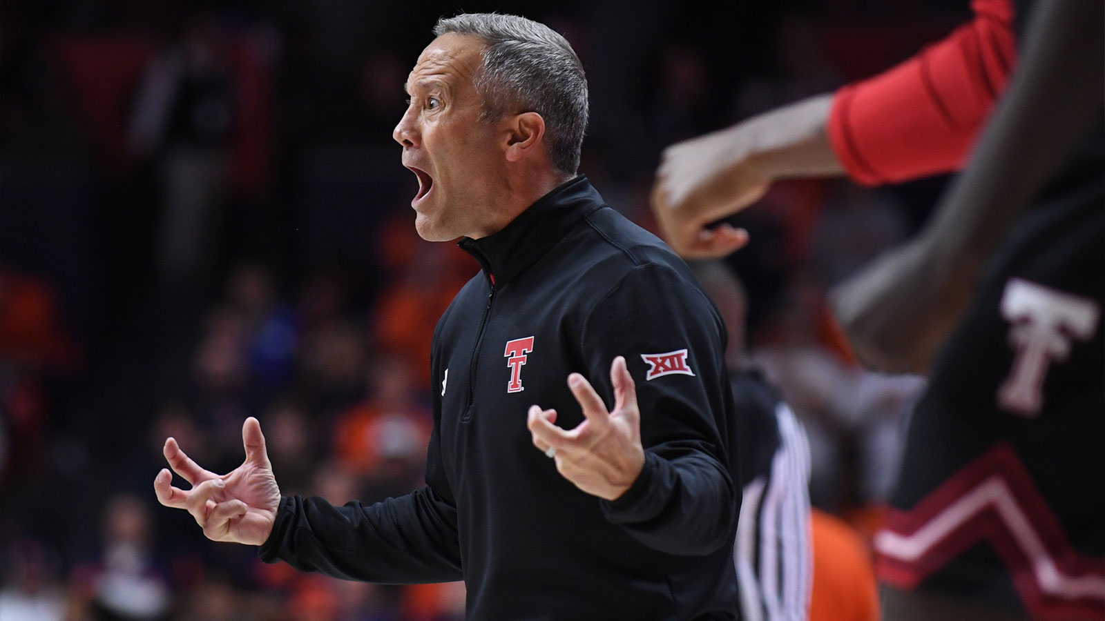 Texas Tech Red Raiders head coach Grant McCasland reacts during the second half against the Illinois Fighting Illini at State Farm Center.
