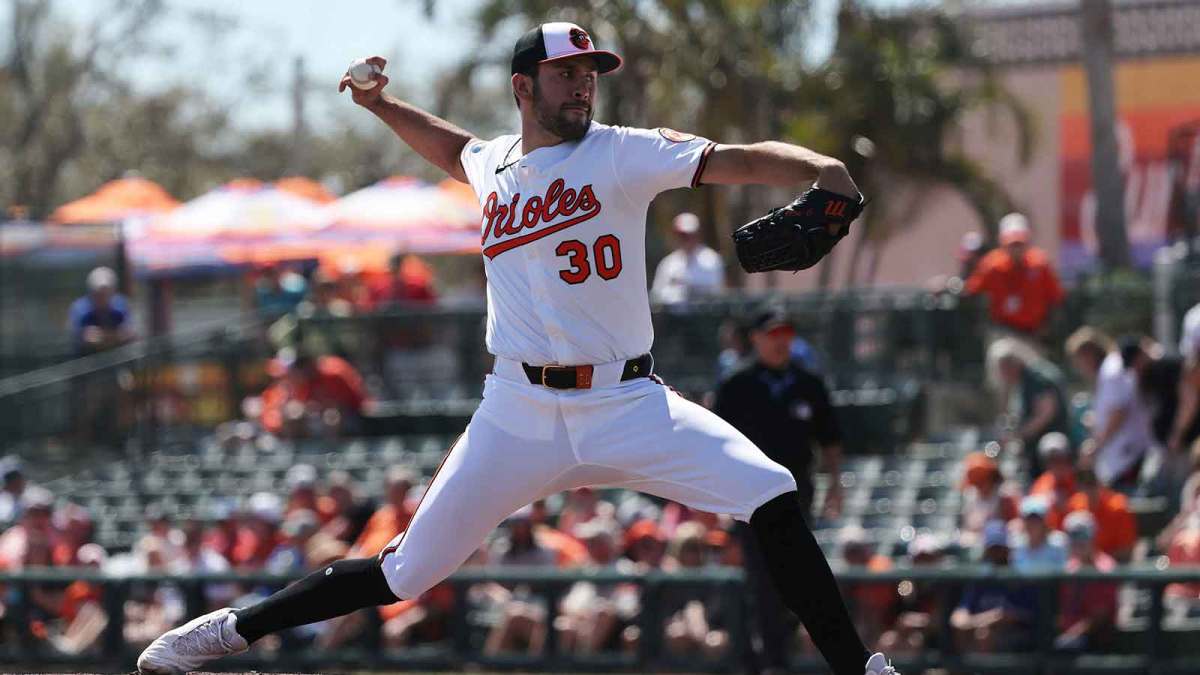 Baltimore Orioles starting pitcher Grayson Rodriguez (30) throws a pitch during the first inning against the Toronto Blue Jays at Ed Smith Stadium.