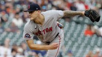 Boston Red Sox pitcher Tanner Houck (89) pitches first inning against the Detroit Tigers at Comerica Park.
