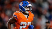 Denver Broncos running back J.K. Dobbins (27) in the fourth quarter against the Las Vegas Raiders at Empower Field at Mile High.