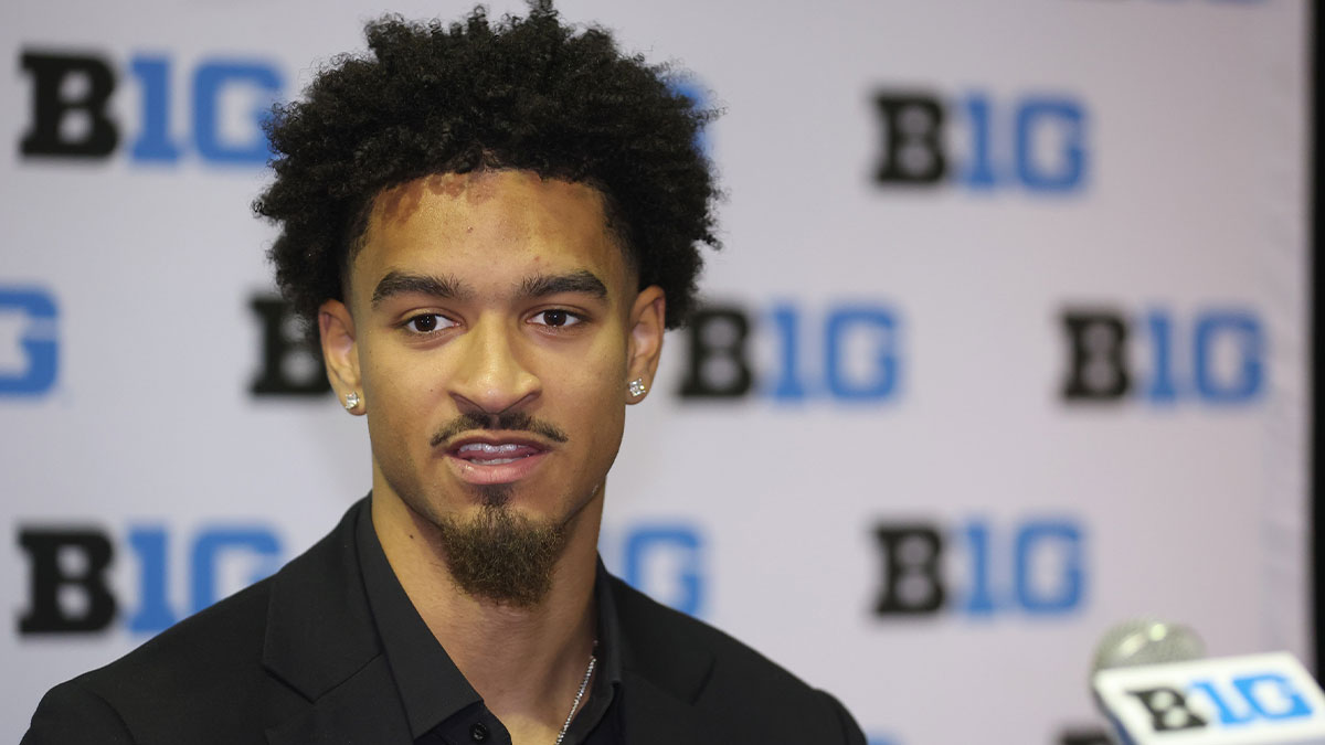 USC’s Rodney Rice, Jr. speaks during Big Ten Men’s Basketball Media Days at the Donald E. Stephens Convention Center.