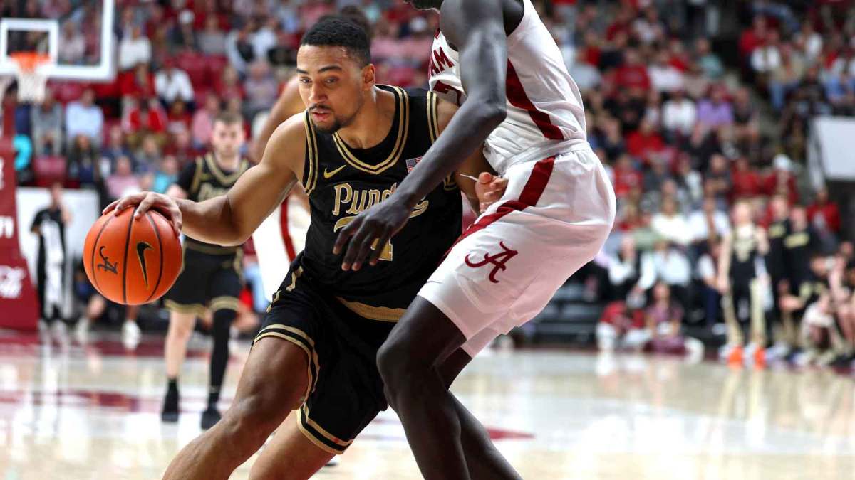 Purdue Boilermakers forward Trey Kaufman-Renn (4) drives to the basket during the first half against the Alabama Crimson Tide at Coleman Coliseum.