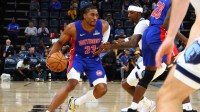 Detroit Pistons guard Jaden Ivey (23) dribbles the ball as Memphis Grizzlies forward Kentavious Caldwell-Pope (3) defends during the first quarter at FedExForum.