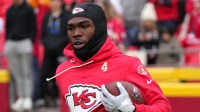 Kansas City Chiefs wide receiver Rashee Rice (4) warms up before the game against the Indianapolis Colts at GEHA Field at Arrowhead Stadium.