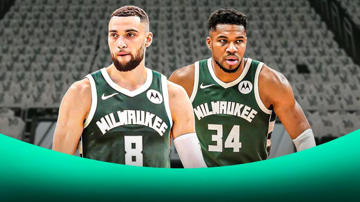 Zach LaVine photoshopped in Bucks jersey (with his jersey number) with Giannis Antetokounmpo