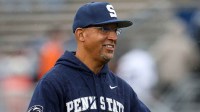 Penn State Nittany Lions head coach James Franklin walks on the field prior to the game against the Florida International Panthers at Beaver Stadium.