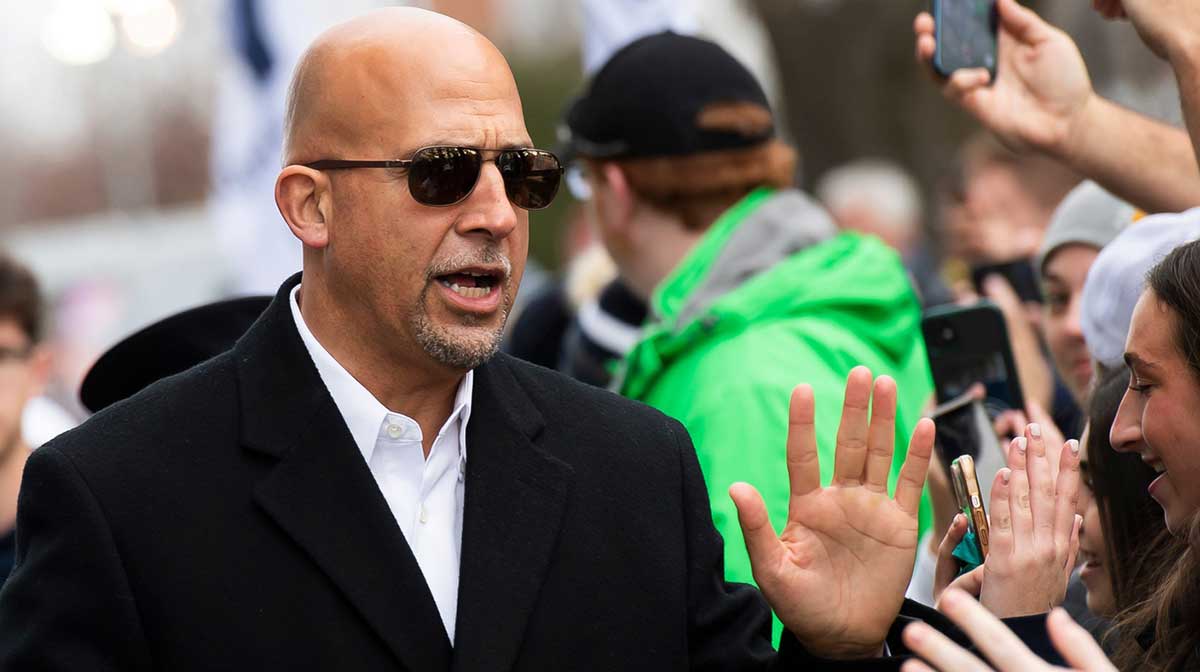 Penn State head football coach James Franklin greets fans outside Beaver Stadium before an NCAA football game against Michigan.